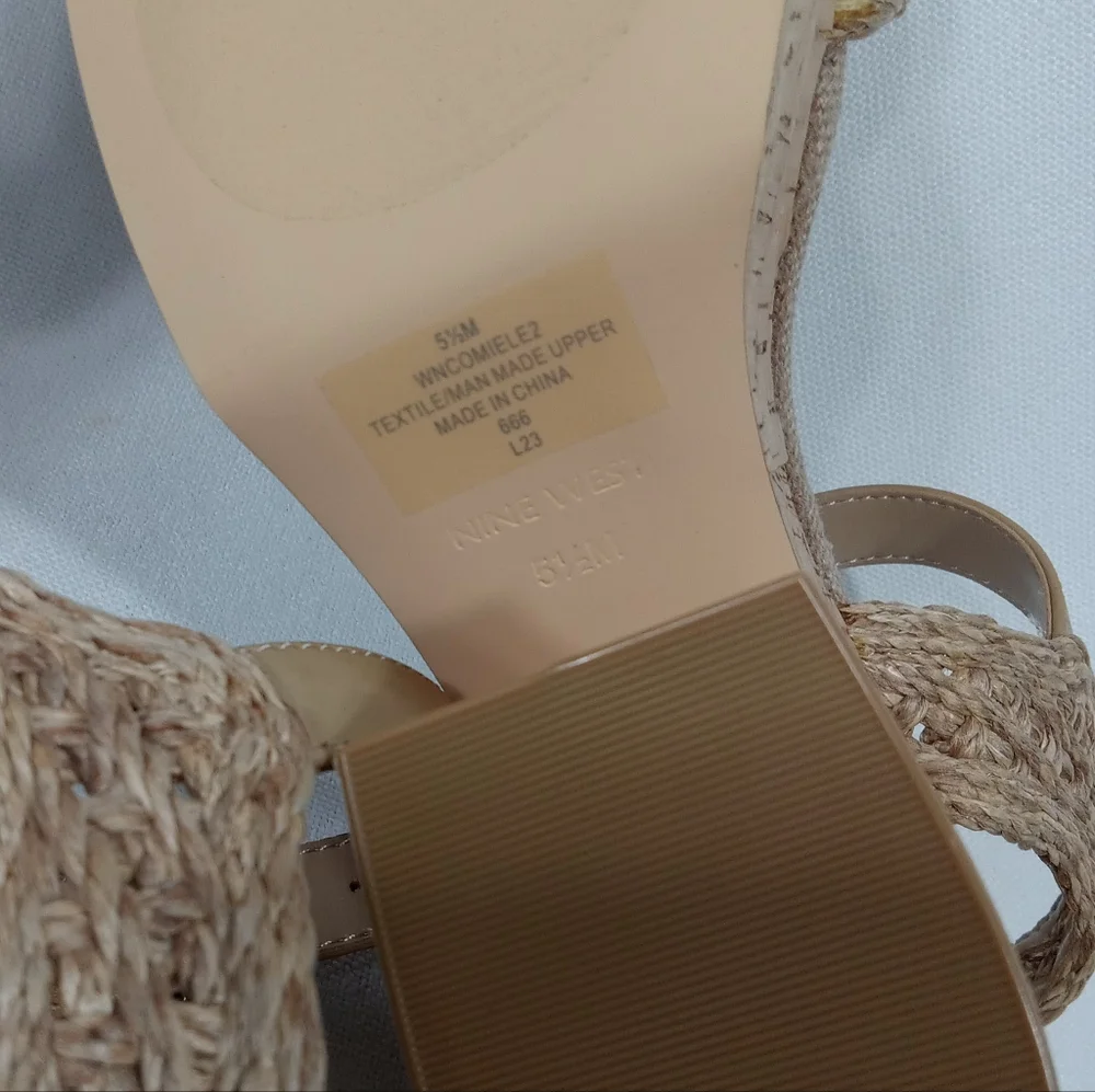 NINE WEST Beige Woven Platform Sandals Women's Size 5.5 M